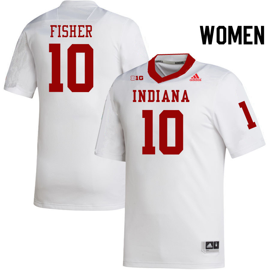 Women #10 Aiden Fisher Indiana Hoosiers College Football Jerseys Stitched-White